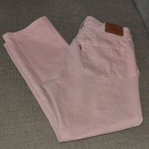 Levi's 501 Pastel Light Pink Button Fly Denim Straight Leg Jeans W28, L26